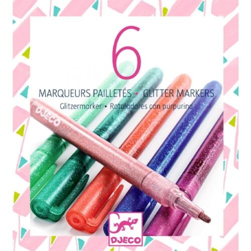 6 marqueurs pailletés sweet - DJECO