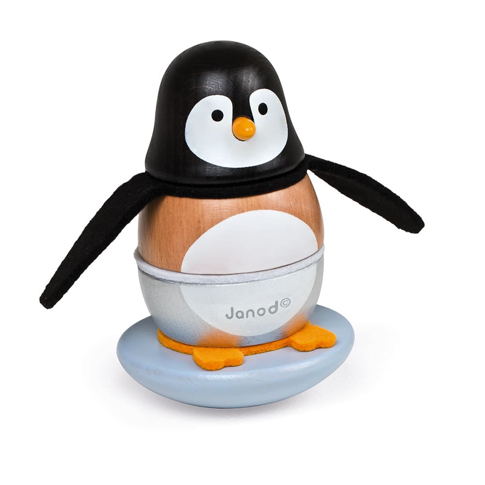 Culbuto pingouin zigolos en bois - JANOD