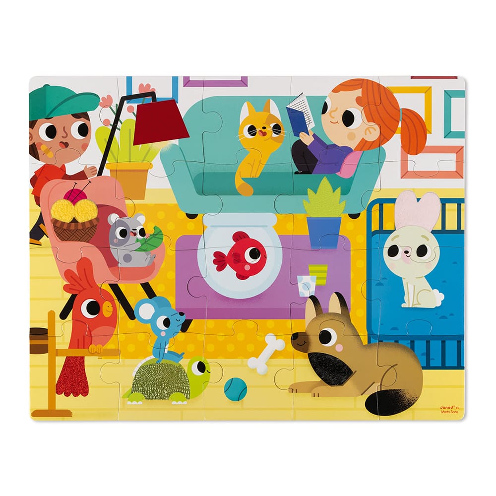 Puzzle tactile animaux domestiques 20 pièces - JANOD
