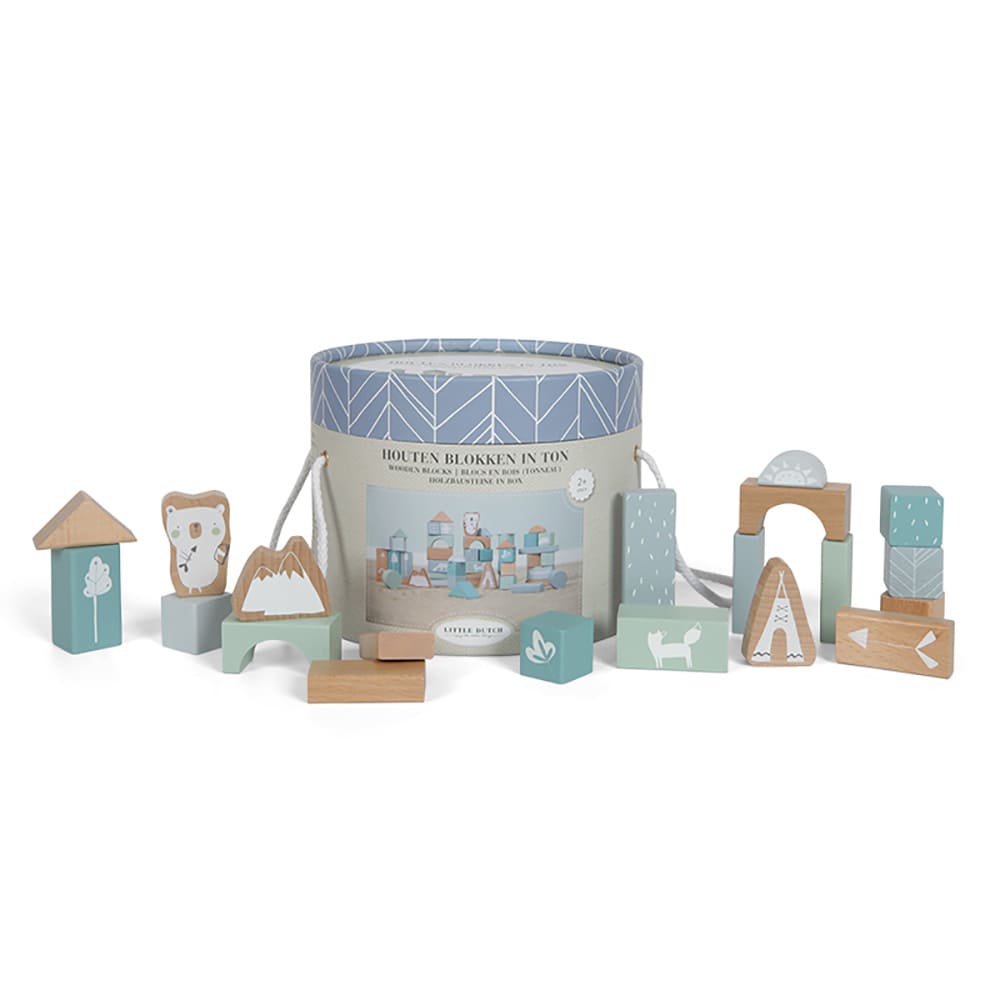 Tonneau blocs de construction en bois bleu - LITTLE DUTCH