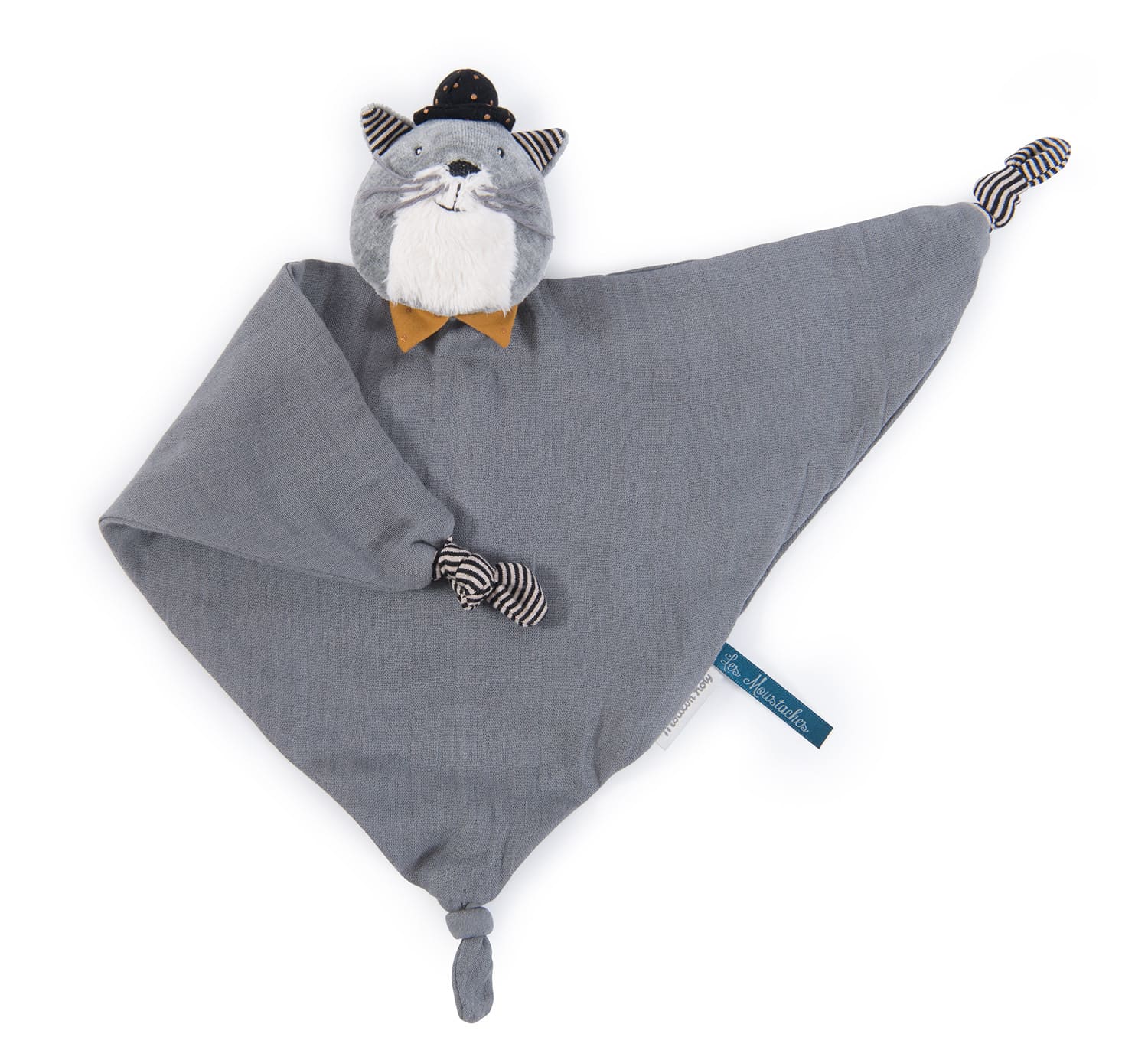 Doudou plat chat gris clair - Les moustaches - MOULIN ROTY