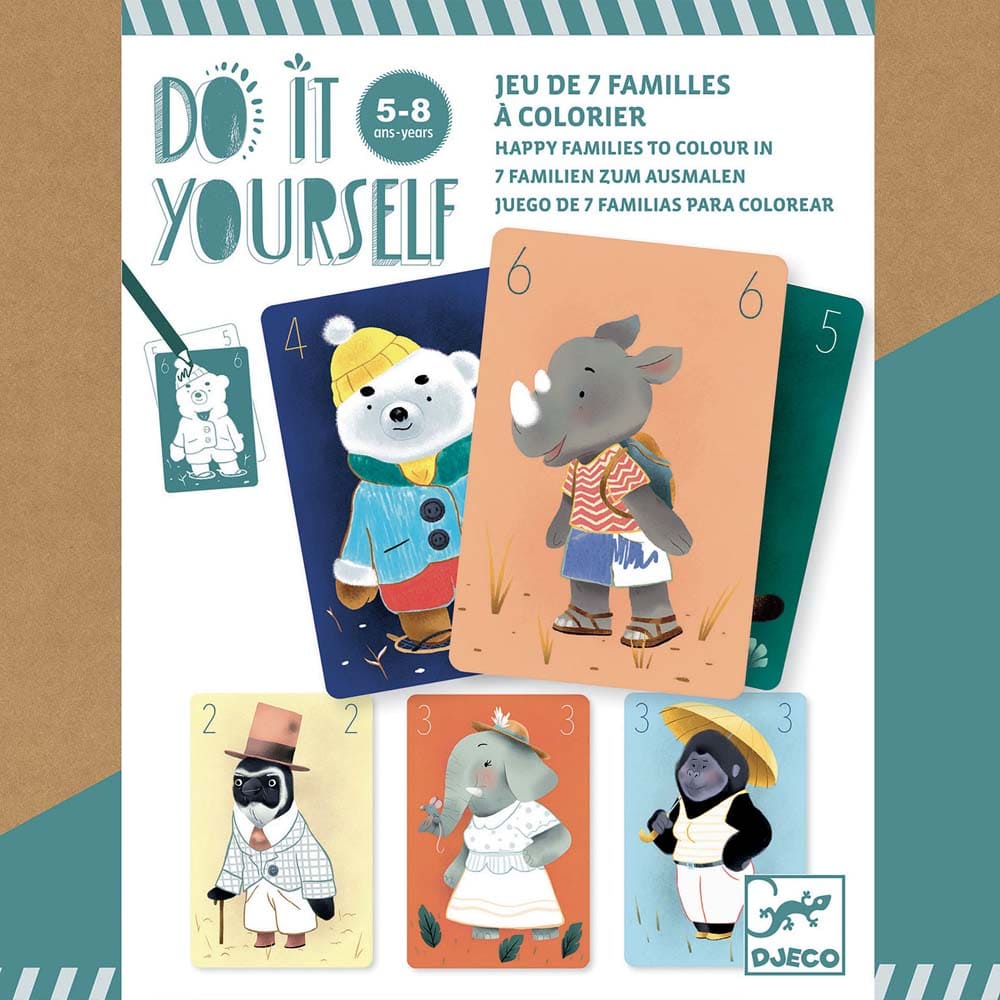 Jeu de 7 familles à colorier chics animaux - DJECO - Peekaboo