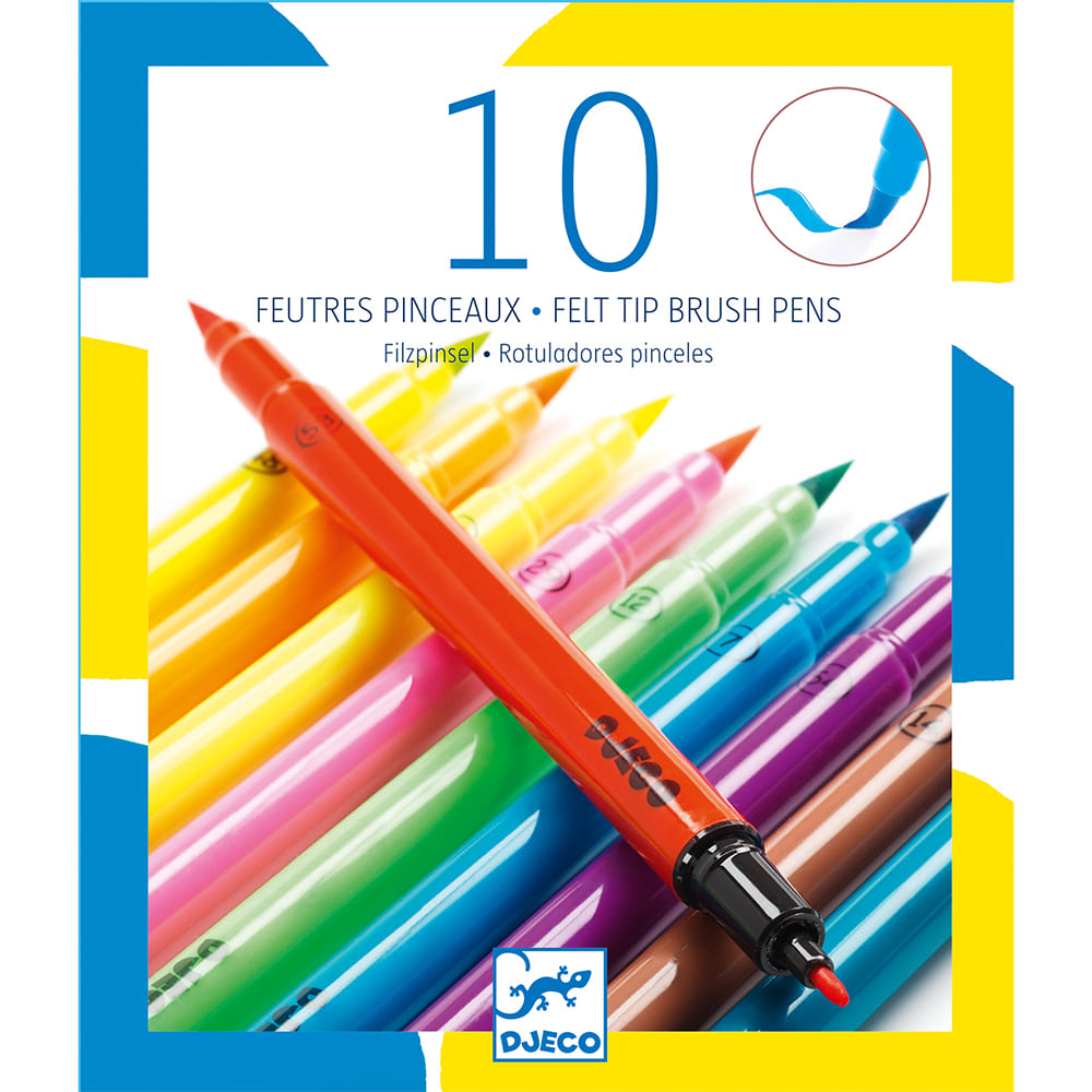 10 feutres pinceaux Pop fluo - DJECO