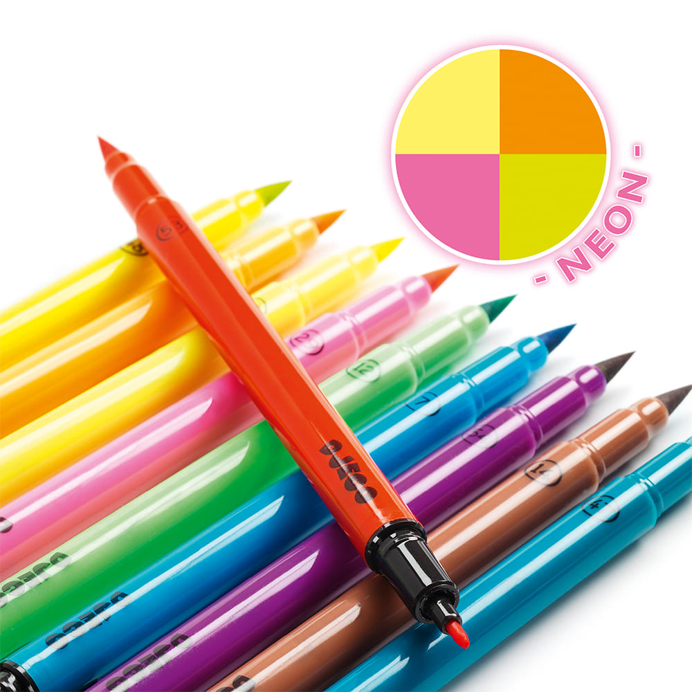 10 feutres pinceaux Pop fluo - DJECO – Image 2