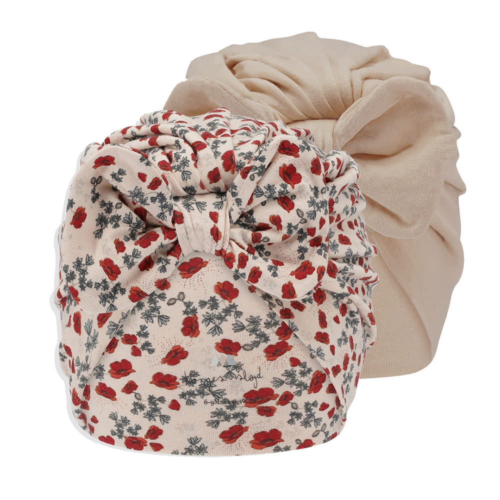 Set de 2 bonnets bambi poppy/brazilian sand - 3 tailles au choix - KONGES SLOJD
