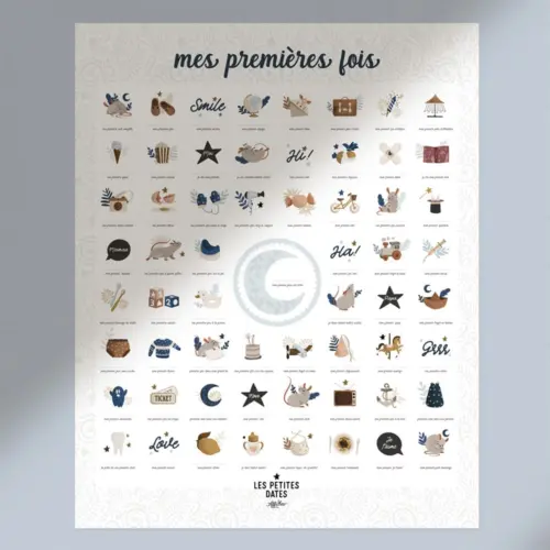 Affiche avec tampon et encre Mes premières fois - Souris Cobalt