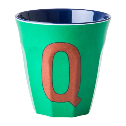 Verre Alphabet Q Bleu - RICE
