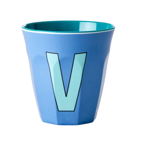 Verre Alphabet V Bleu - RICE