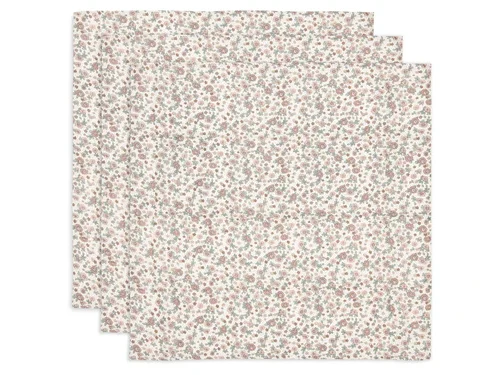 Langes Gaze de Coton par lot de 3 - 70/70 cm Retro Flowers - JOLLEIN