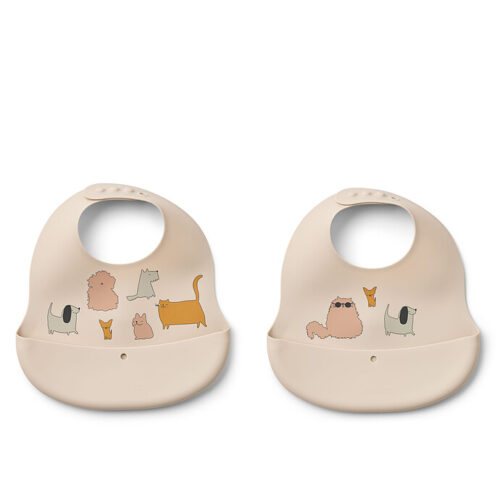 Lot de 2 bavoirs silicone cats and dogs - LIEWOOD