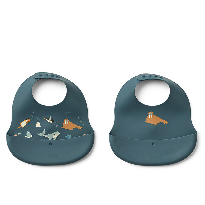 Lot de 2 bavoirs silicone ocean/artic - LIEWOOD