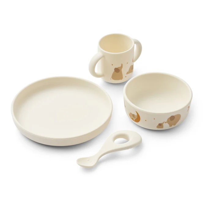 SET REPAS EN SILICONE ELEPHANT creme de la creme - LIEWOOD