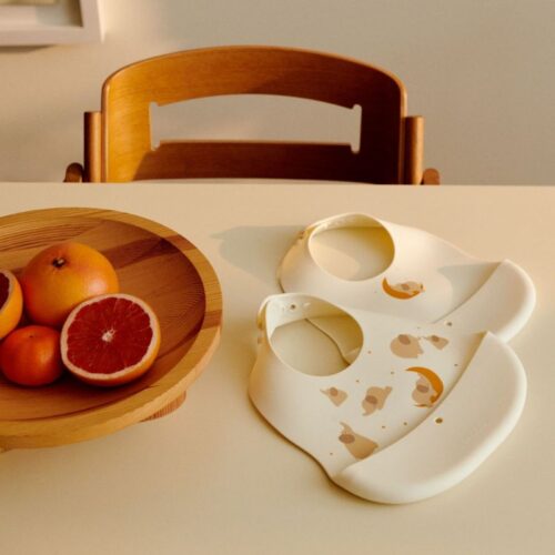 Lot de 2 bavoirs silicone elephant creme de la creme - LIEWOOD