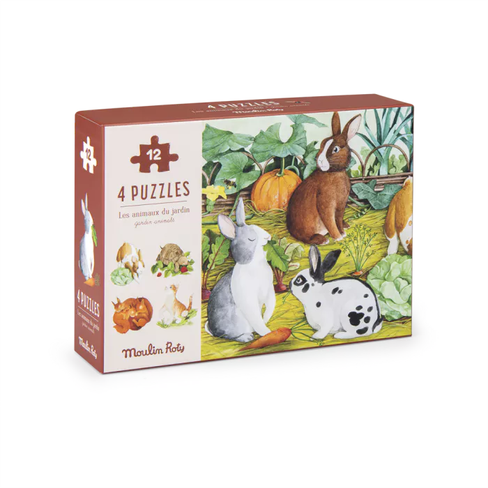 4 Mini puzzles des animaux 4x12 - Le Jardin du Moulin - MOULIN ROTY