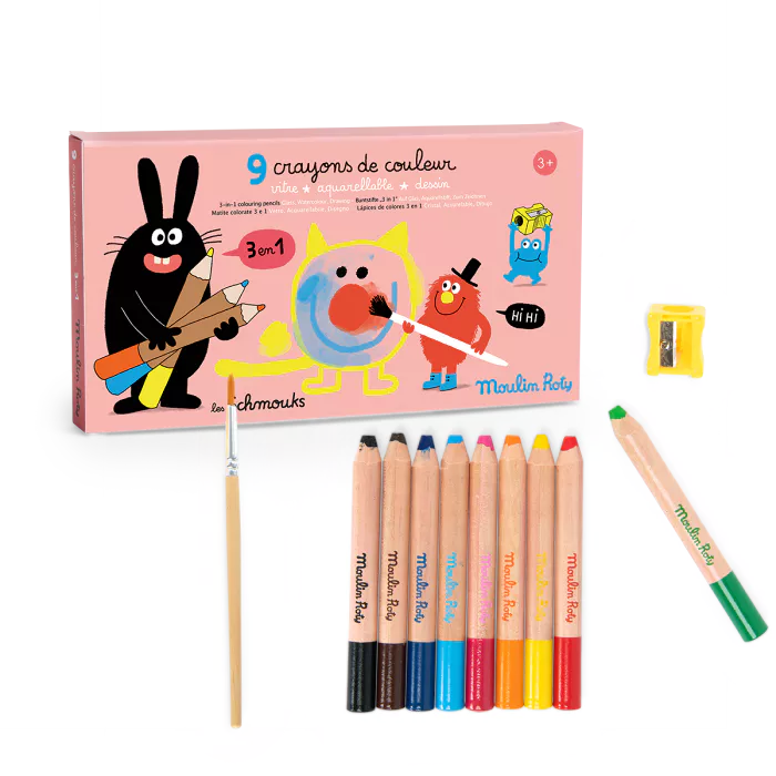 9 Crayons de couleur 3 en 1 - MOULIN ROTY – Image 2