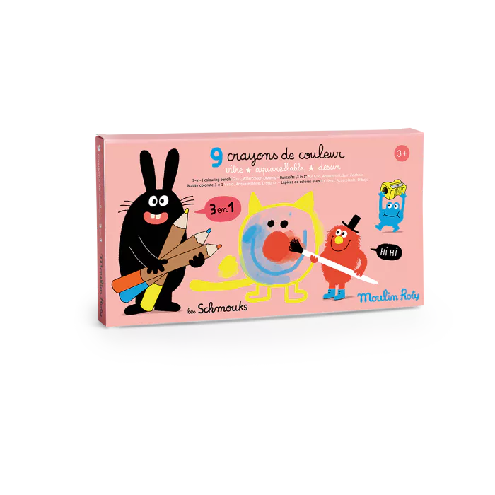 9 Crayons de couleur 3 en 1 - MOULIN ROTY
