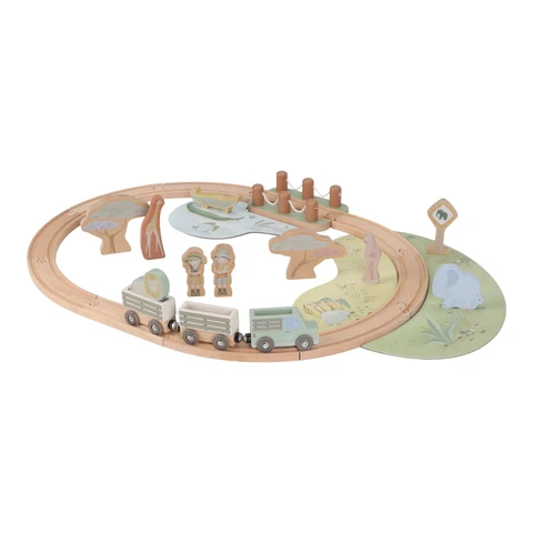 Circuit de train en bois Safari