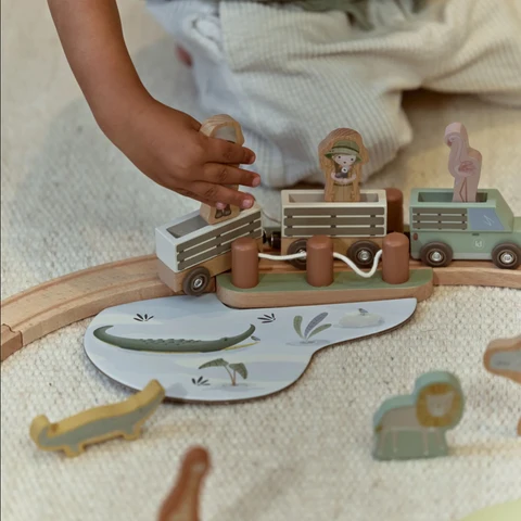 Circuit de train en bois Safari