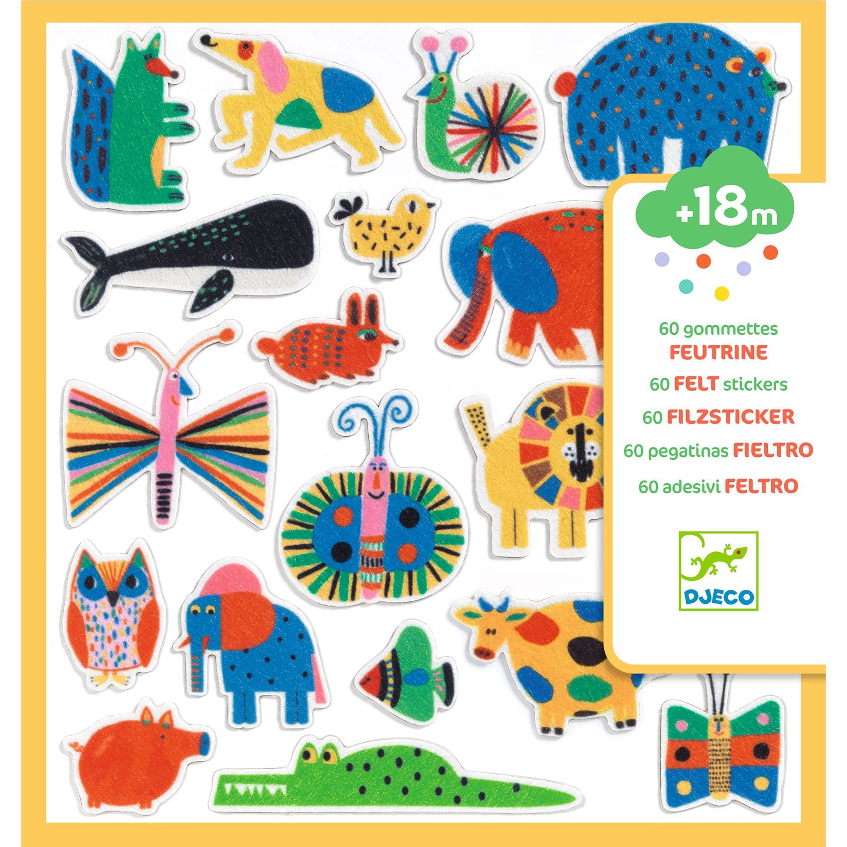 60 gommettes en feutrine Des animaux partout !