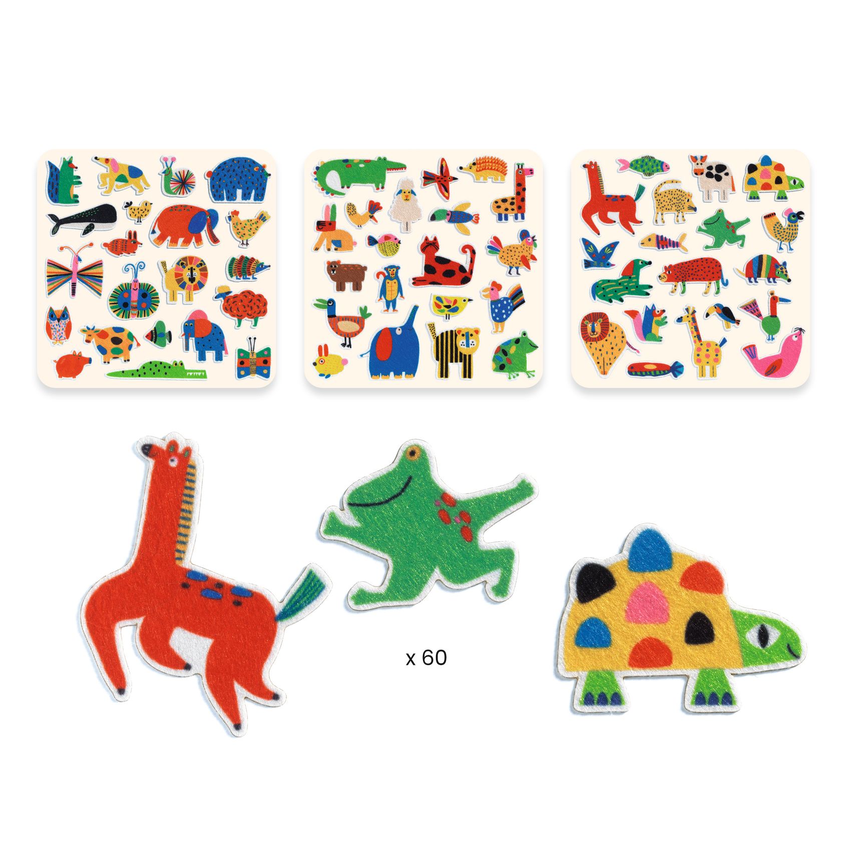 60 gommettes en feutrine Des animaux partout ! – Image 3