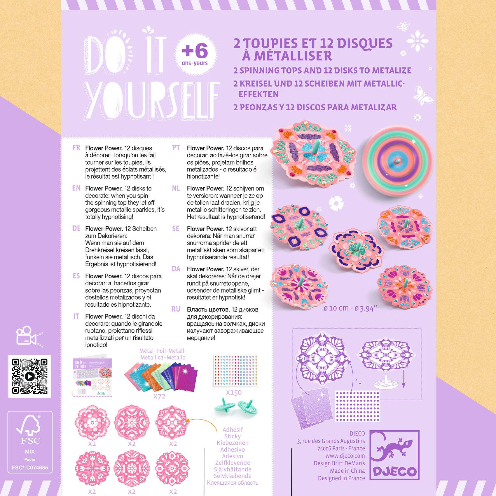 DIY 12 toupies à personnaliser Flower Power – Image 6